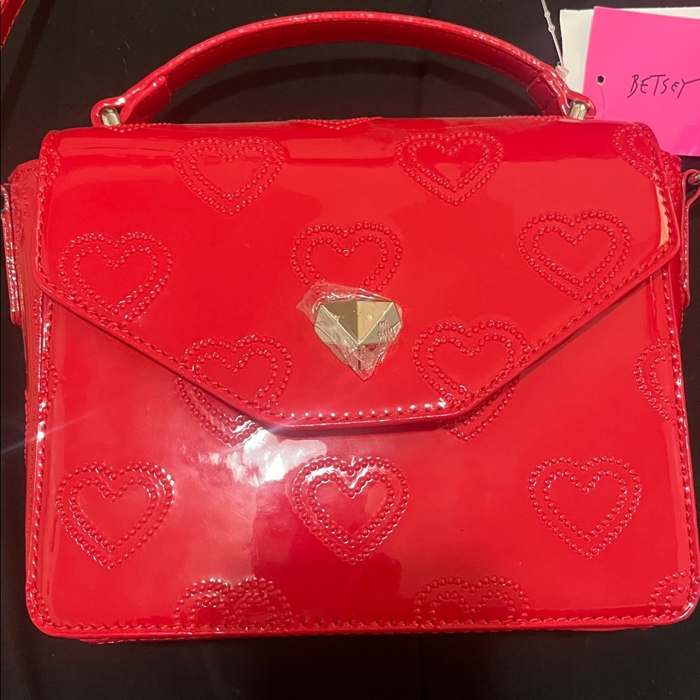 Red Heart Embossed Handbag